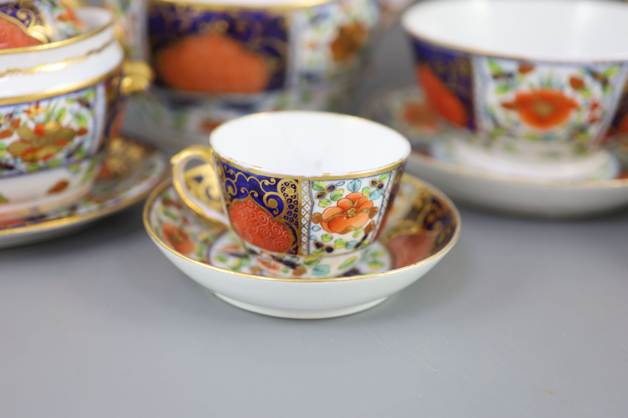 A Herculaneum porcelain Imari pattern 8080 part tea and coffee set, c.1812-15,